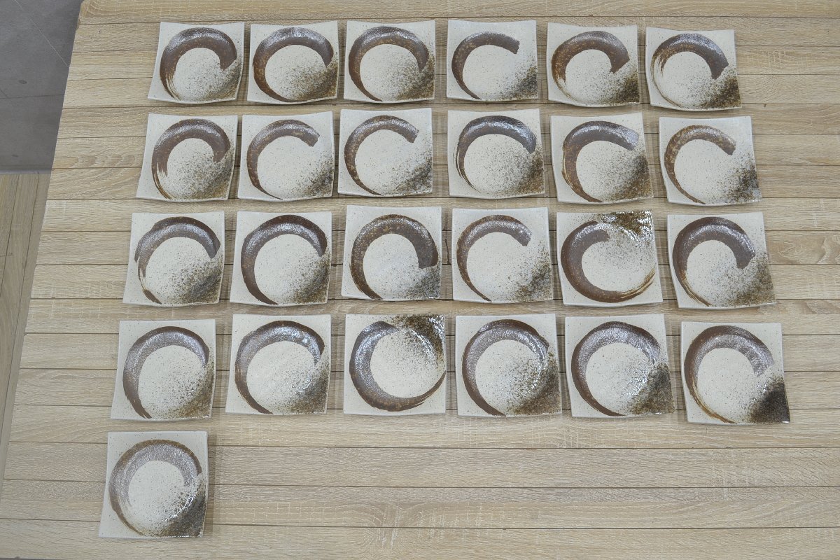 C2456■和風(fēng)正角皿　志野サビ刷毛正角皿　25客セット■業(yè)務(wù)用和食器■旅館?ホテル?割烹?和食レストラン