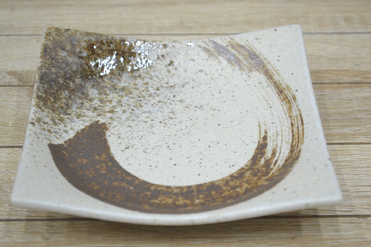 C2456■和風(fēng)正角皿　志野サビ刷毛正角皿　25客セット■業(yè)務(wù)用和食器■旅館?ホテル?割烹?和食レストラン