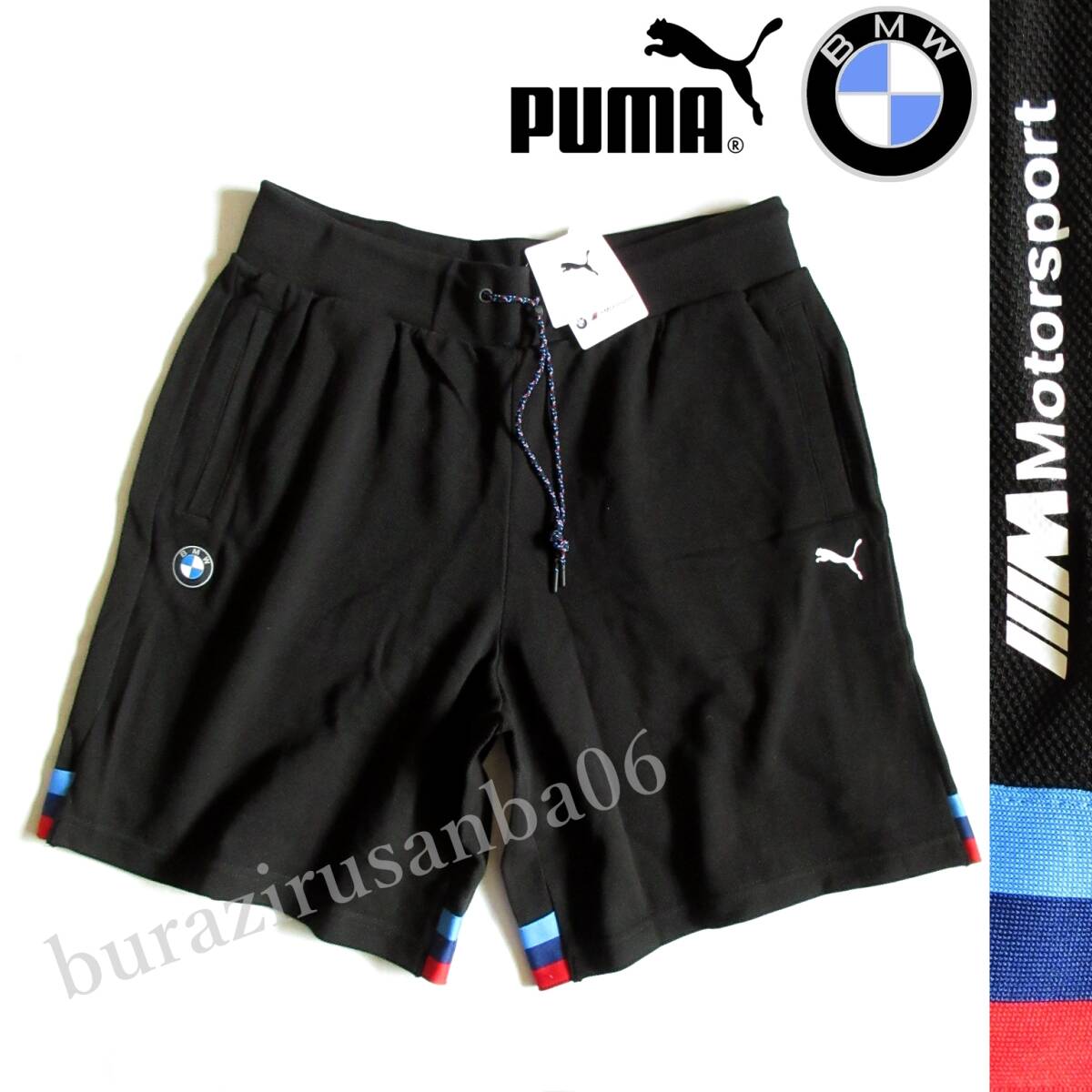 US/L 日本XL相当◆未使用 定価9,350円 プーマ PUMA×BMW コラボ 春夏 ハーフパンツ BMWコレクション モータースポーツ 596090 黒 ブラック_画像1