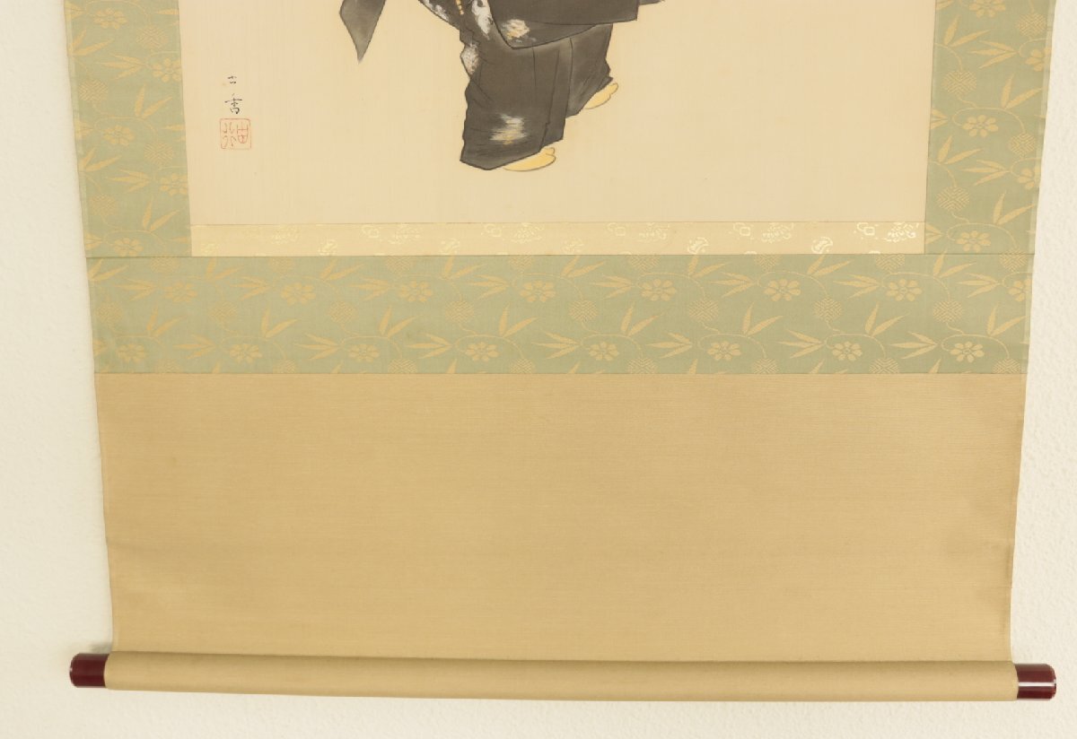 【真作】『岩佐古香』谷口香師事「能」絹本軸装　共箱　掛軸　書画　日本画　日本美術品_画像7