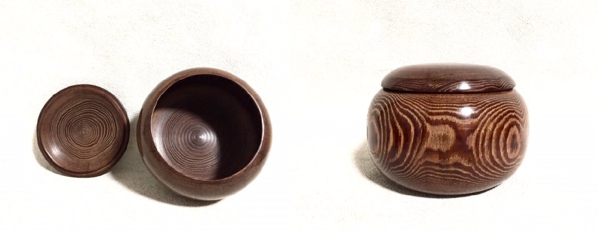 日向特製 本蛤碁石 無垢 木製 碁笥 セット 本蛤白石 本那智黒石 高級