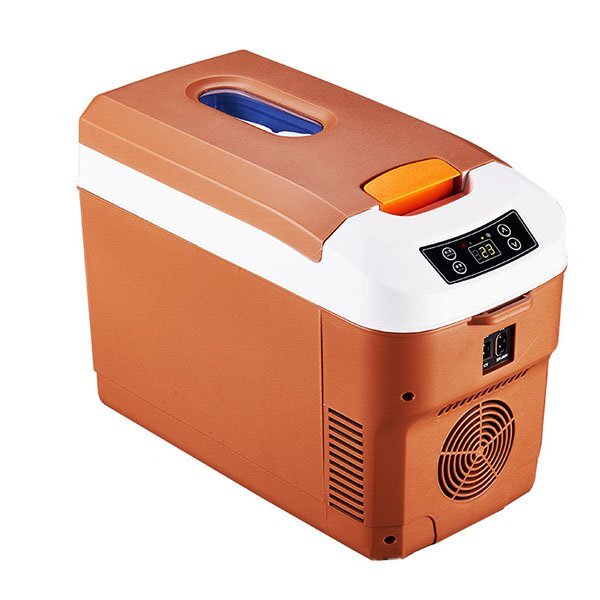 車載冷蔵庫 10L ポータブル冷温庫 最低-10℃に達する 車載＆家庭 AC110V/DC12V 一台2役 2WAY電源対応 小型 BBQ ドライブ 車中泊 ブラウンの画像1