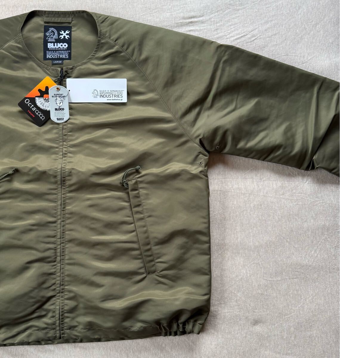L新品 BALLISTICS × BLUCO オクタ フリース ジャケット ブルゾン クルーネック インナー ブルコ バリスティクス メンズ オリーブ カーキ_画像3