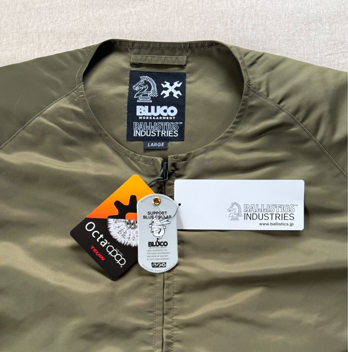 L新品 BALLISTICS × BLUCO オクタ フリース ジャケット ブルゾン クルーネック インナー ブルコ バリスティクス メンズ オリーブ カーキ_画像4