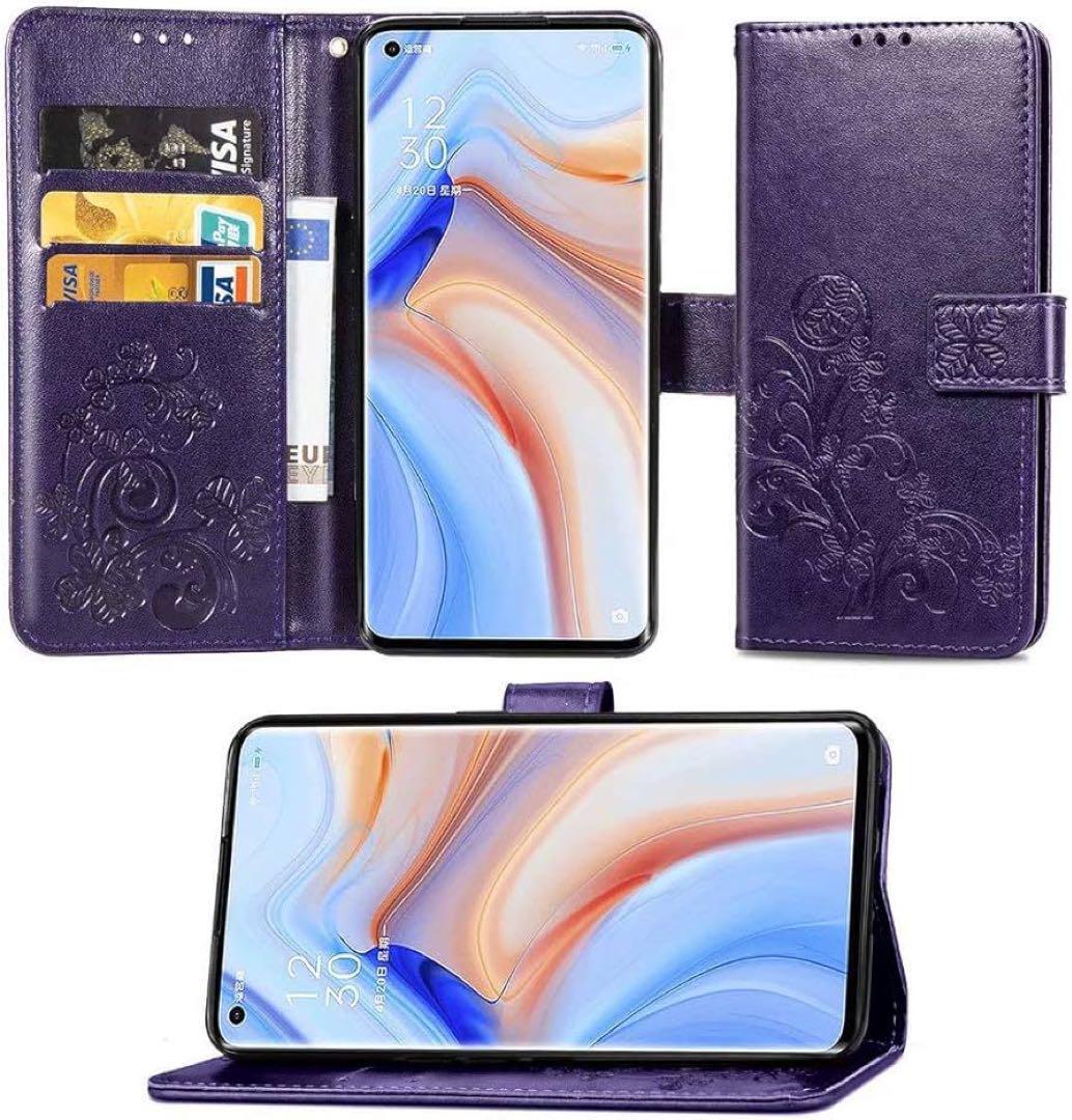 OPPO Reno 4 Pro ケース PUレザー 保護ケース エンボスフラワー_画像7