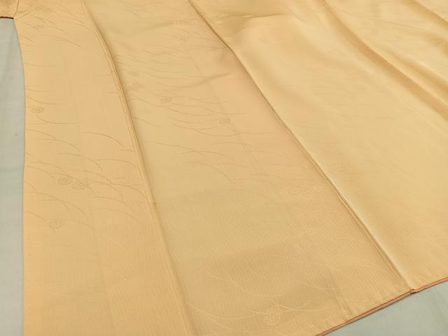 平和屋着物■上質な色無地　舞花地紋　卵色　正絹　逸品　AAAX6532mf_画像3