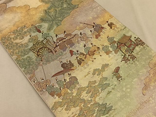 平和屋着物◎六通柄袋帯 大名行列 本金箔 正絹 逸品 CAAV7536qvの画像2