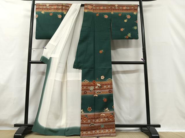 平和屋着物■訪問着　横段花蝶文　暈し染め　金彩　正絹　逸品　CAAW2096ua_画像2