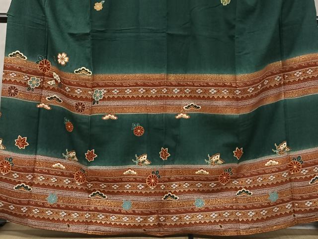 平和屋着物■訪問着　横段花蝶文　暈し染め　金彩　正絹　逸品　CAAW2096ua_画像3