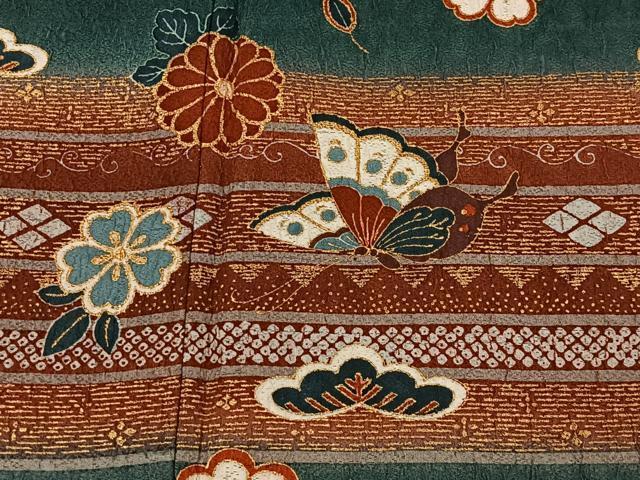 平和屋着物■訪問着　横段花蝶文　暈し染め　金彩　正絹　逸品　CAAW2096ua_画像4