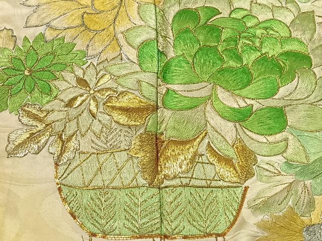 平和屋着物■豪華振袖　総刺繍　花籠文　暈し染め　金銀糸　やまと誂製　正絹　逸品　CAAW2049ua_画像4