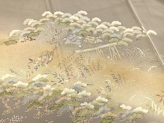 平和屋着物■豪華色留袖 浜松人物風景文 暈し染め 金彩 正絹 逸品 BAAU7425gt_画像4