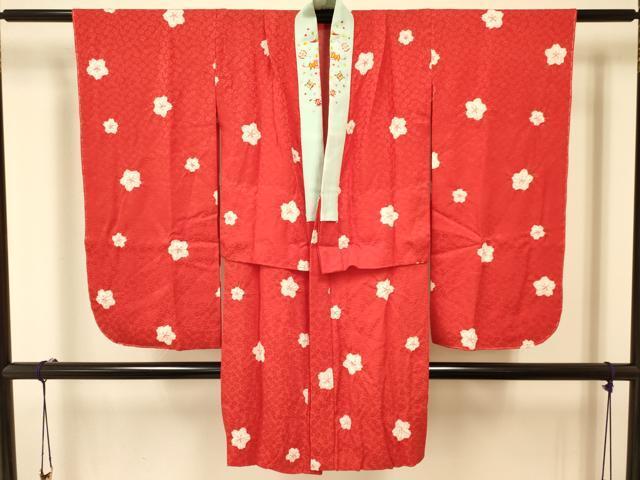 平和屋野田店■長襦袢　無双仕立て　梅尽くし　洗える着物　未使用　BAAD2066yt 平和屋着物[]七五三 女の子 長襦袢 無双仕立て 絞り 舞桜文 半衿刺繍