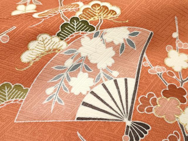 平和屋着物▼訪問着　駒刺繍　扇面花筏文　暈し染め　金彩　正絹　逸品　AAAZ2692cs_画像7