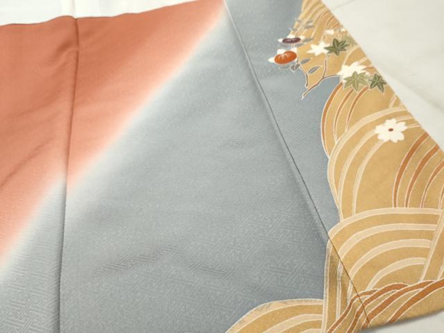 平和屋着物▼訪問着　駒刺繍　扇面花筏文　暈し染め　金彩　正絹　逸品　AAAZ2692cs_画像8