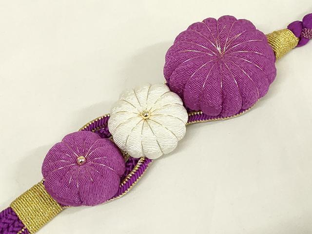 平和屋著物●和裝小物　振袖用帯締め　裝飾　ちりめん細工　ビーズ　金纟　捻り房　逸品　未使用　AAAY6098ay