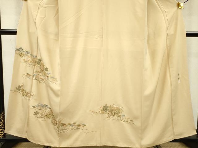平和屋着物▼豪華色留袖 総刺繍 源氏車芝花文 金糸 正絹 逸品 DAAU9883fe_画像4