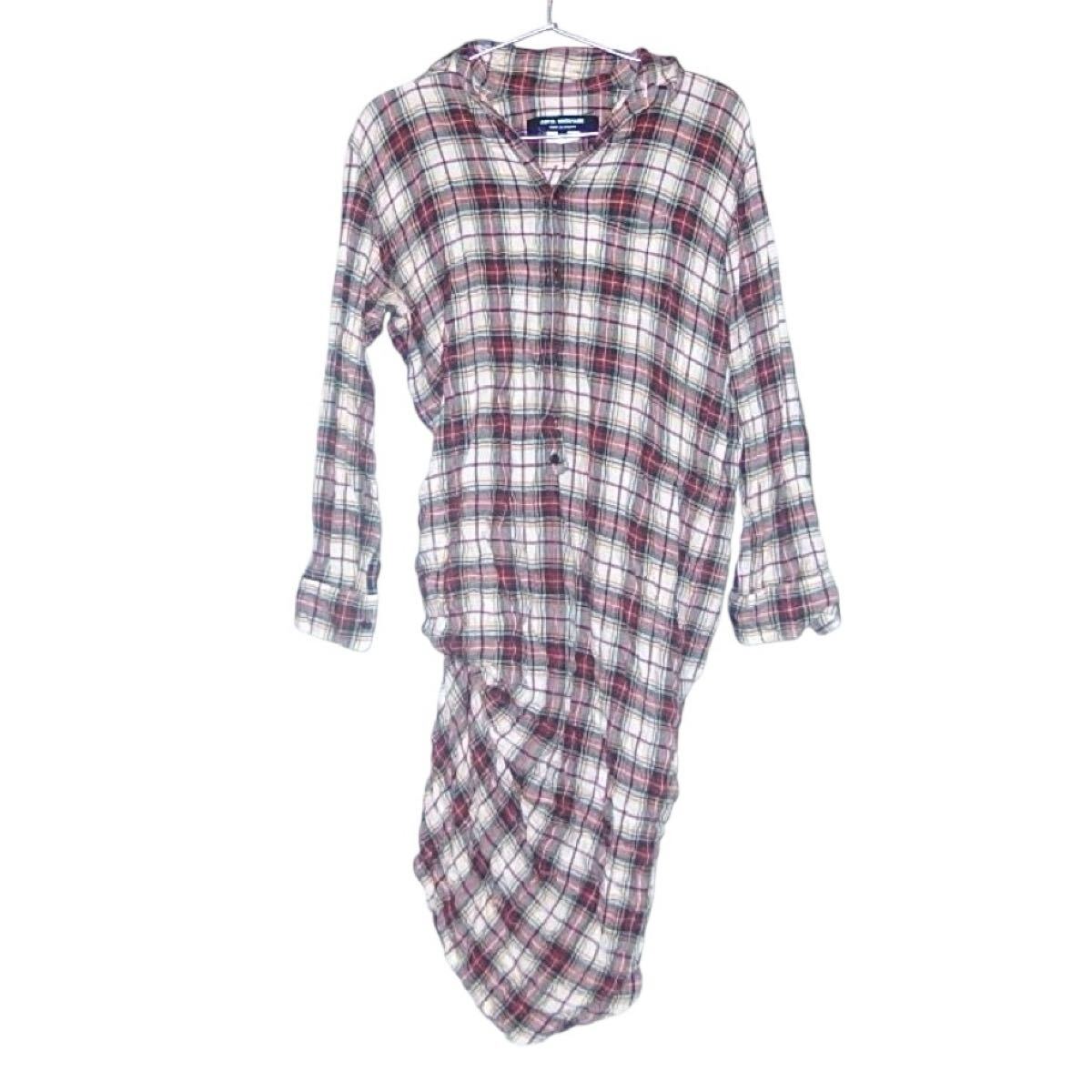 AD2011 JUNYA CDG チェック ワンピース アシンメトリー 赤_画像2