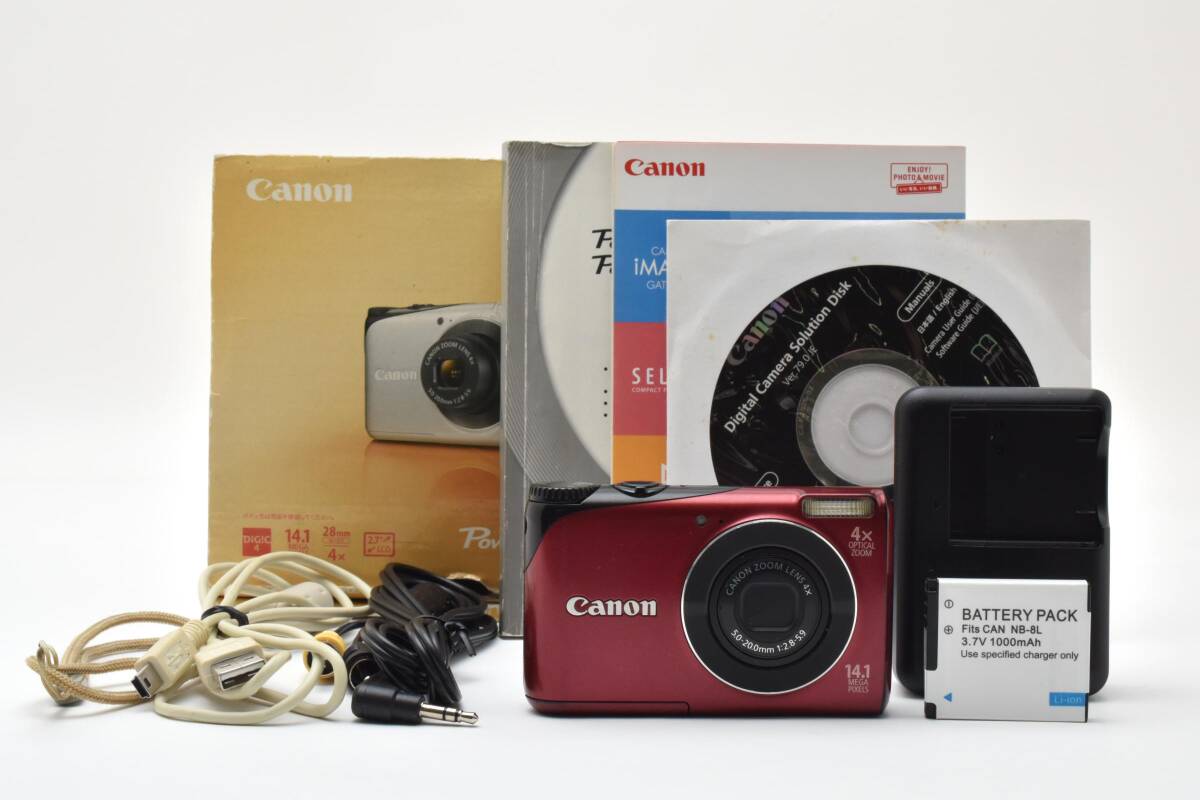 [良品] Canon Power Shot A2200 レッドキヤノン パワーショット デジタルカメラ 箱付き #2580932A