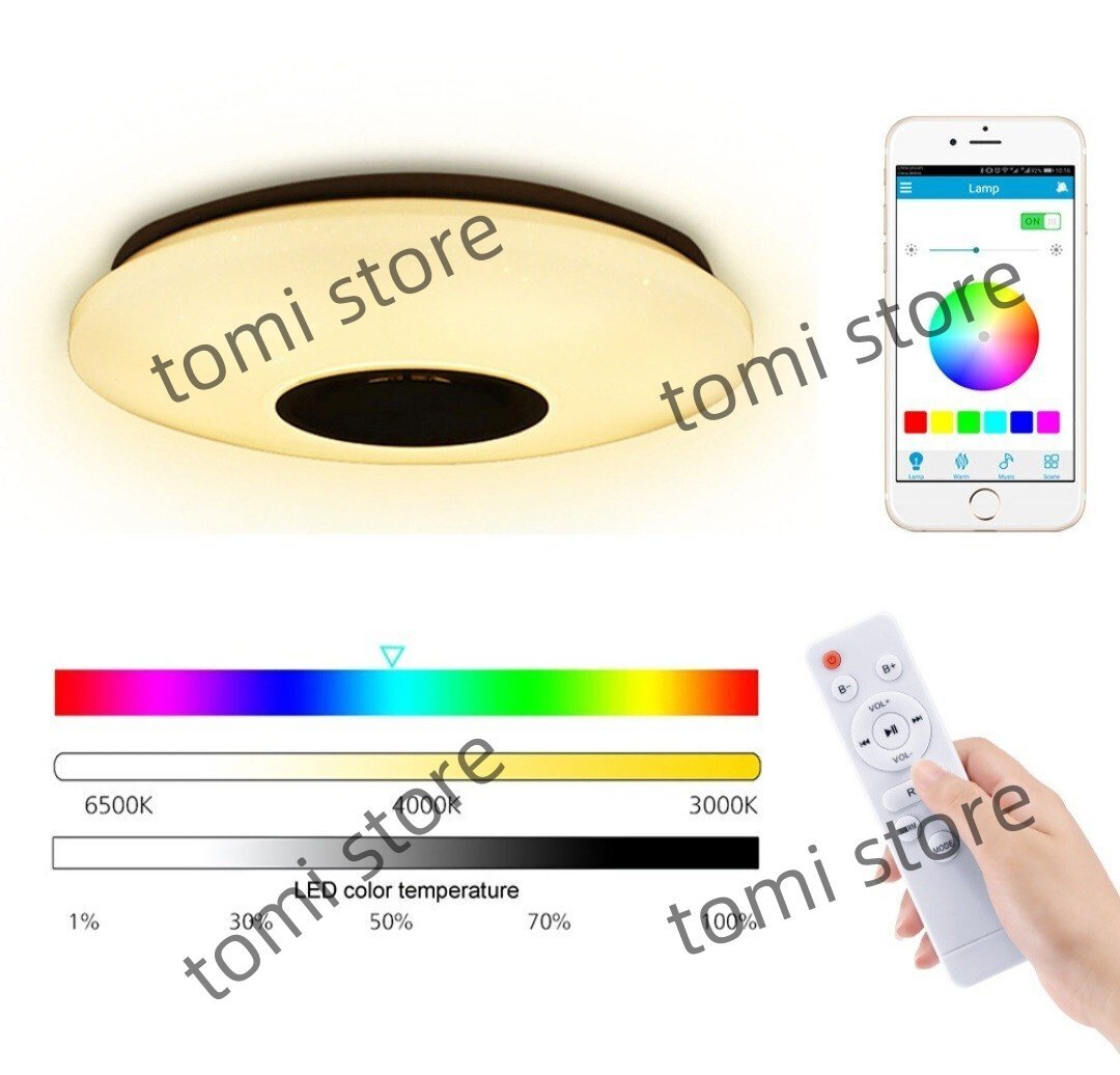 人気美品☆LED リビング照明 リモコン付シーリングライト Bluetooth接続 タイマー付 APP制御 36cm 無段階調光調色 8畳 36W_画像3