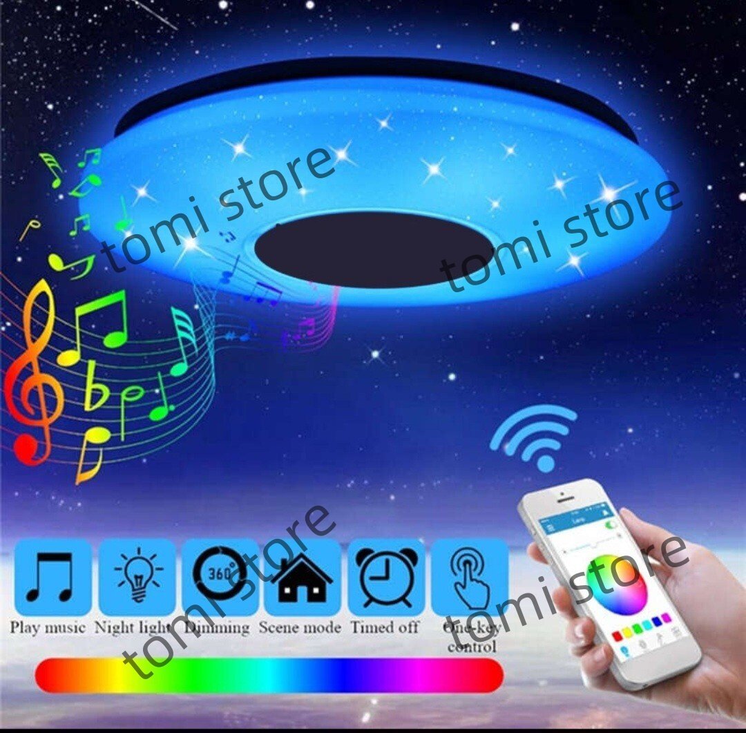 人気美品☆LED リビング照明 リモコン付シーリングライト Bluetooth接続 タイマー付 APP制御 36cm 無段階調光調色 8畳 36W_画像1