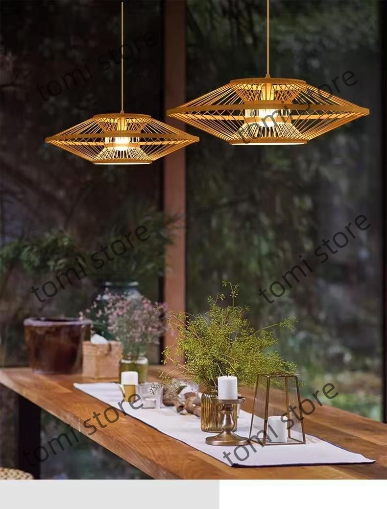 田舎風(fēng)シャンデリア 竹制シャンデリア 手編み 和風(fēng)シャンデリア ベッドルーム/レストラン/廊下/玄関用ランプ 裝飾品 美品