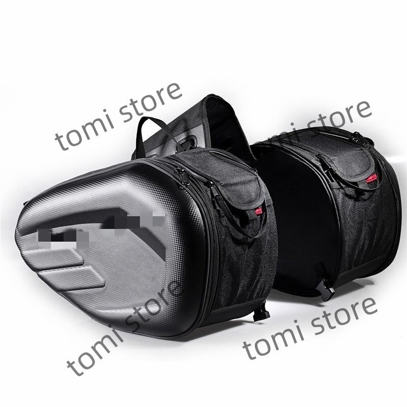 バイク用 サイドバッグ ツーリングバッグ レインカバー付き ヘルメットも入る(拡張機能あり) 上質(zhì)カーボン調(diào) 大容量 カーボンブ