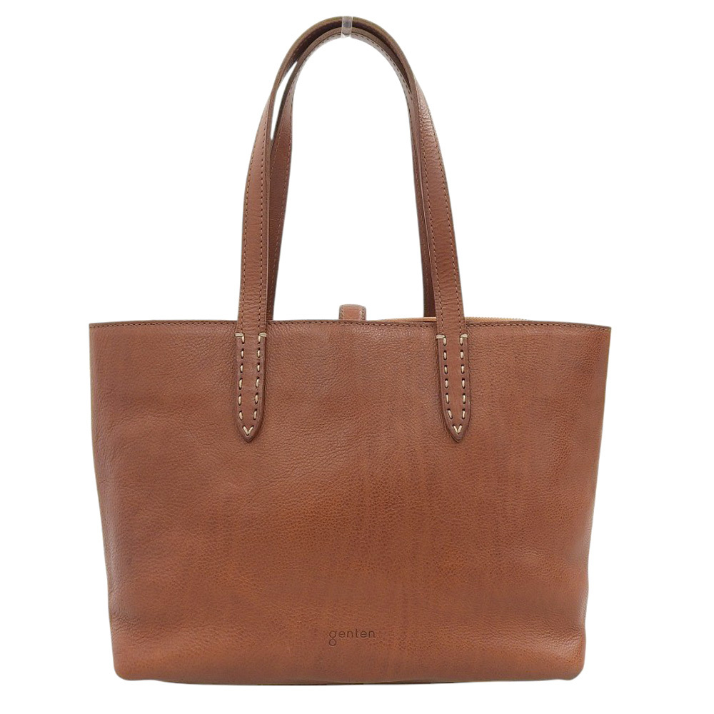 美品 ゲンテン 現行ロゴ 40335 TOSCA トスカ ミネルバボックス レザー ショルダー トートバッグ ブラウン レディース メンズ 旅 オフィス_画像1