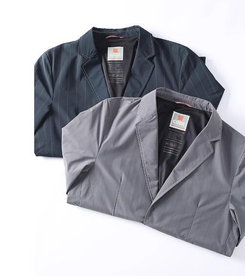 大人気3XL グレー 新品 ブレザー ストライプ ストレッチ 薄手 テーラードジャケット メンズ 防シワ 細身 春夏 軽量 ビジネス ジャケット_画像4