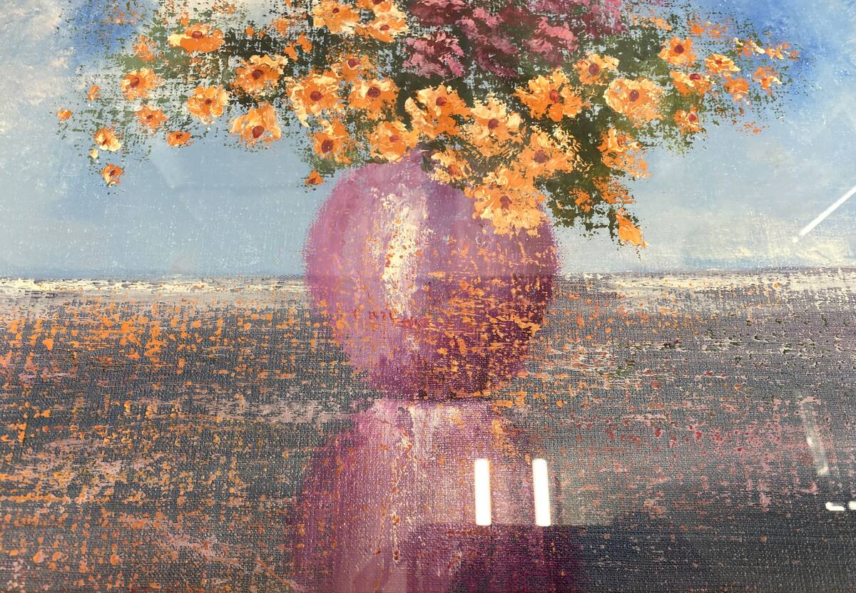 TM/ 【真作】ジェラール・ジェベール Gerard GEBEL「ローズ色の花瓶」油彩 8号 0807-2_画像7