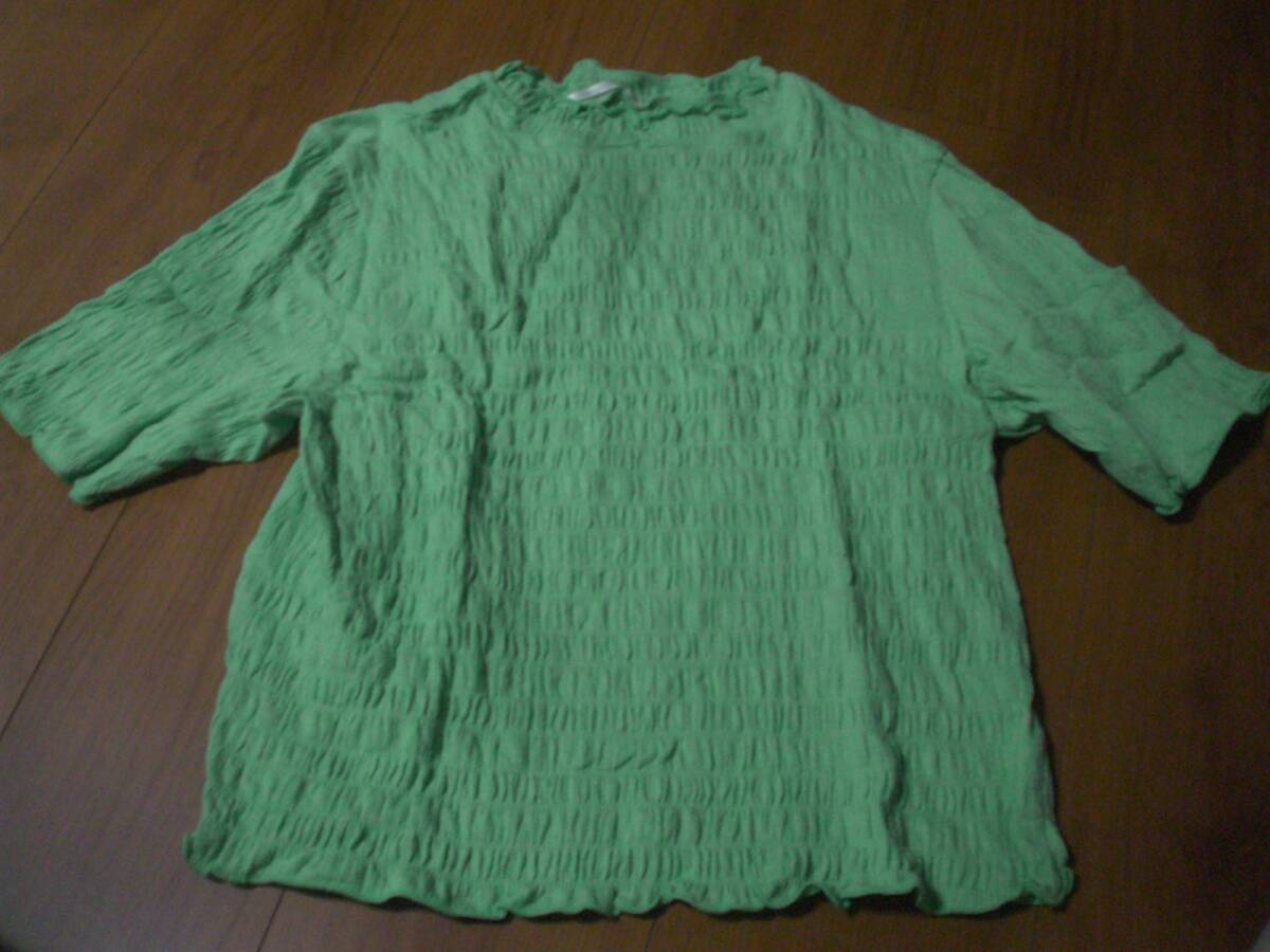 レトロガール　黄緑カットソー_画像1