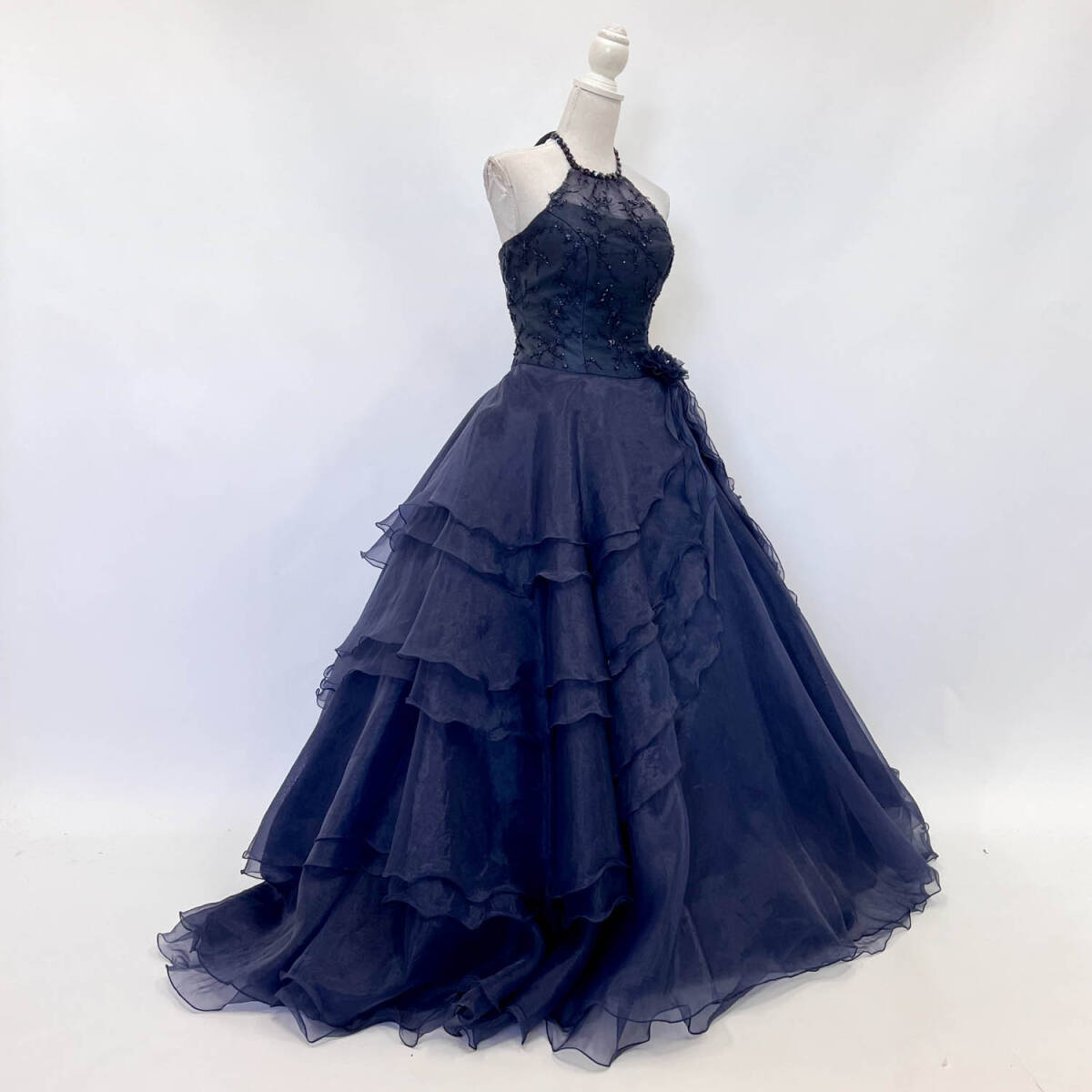 中古 カラードレス 紺色 11号 プリンセスライン 撮影衣装 結婚式 ステージドレスなどに C-281_画像3