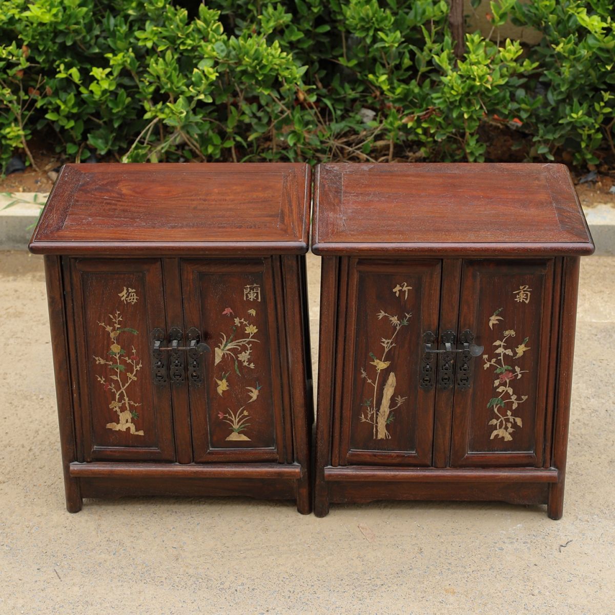 2540 時代物 螺鈿漆器 屏風 両面屏風 人物 梅文　細密細工 鄭 鐘基」作 最上級品 螺鈿漆器孔雀紋座卓 超緻密螺鈿