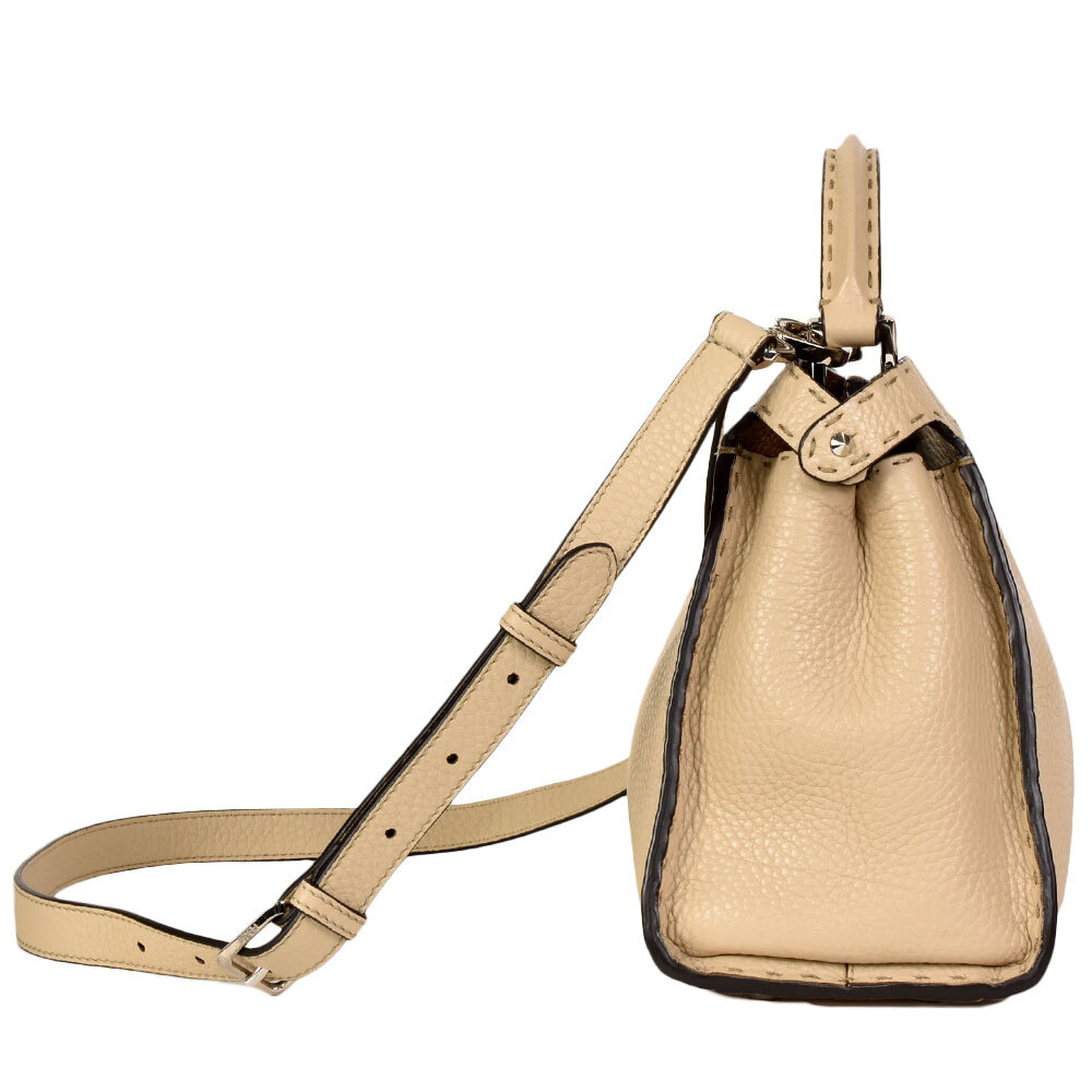 フェンディ FENDI ピーカブー エッセンシャリー セレリア ハンドバッグ 2WAY レザー 8BN302 ベージュ シルバー金具 レディース_画像3