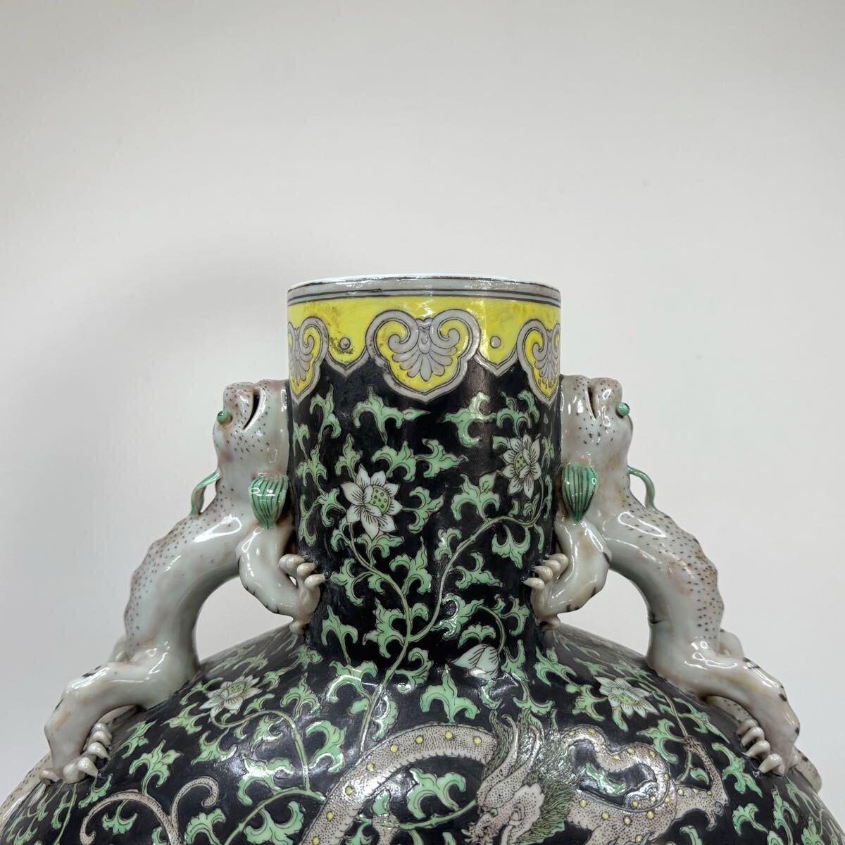 中国美術 粉彩天大花瓶 52cm 時代物 唐物 XMF-中国古美術 時代物 大花瓶 大壺 花入 花器 花生 色絵 粉彩