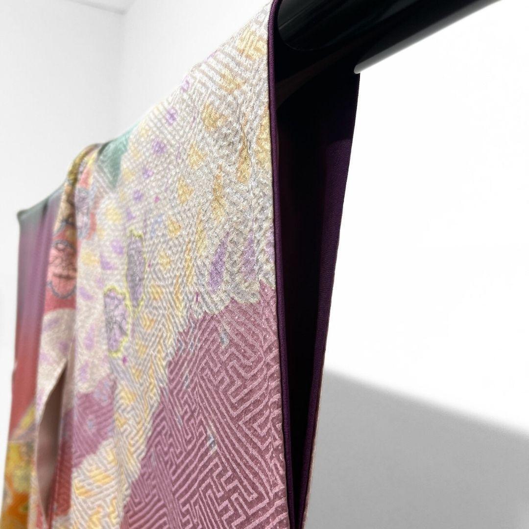 総絞り 辻ヶ花 藤の花 霞取り 振袖 成人式 晴れの日 着物 041a p