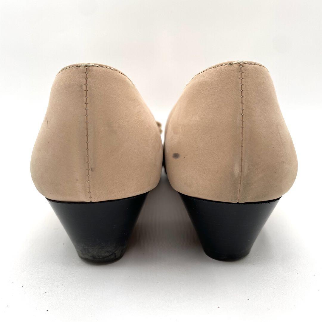 フェラガモ パンプス 24.5 ベージュ ピンクベージュ ロゴ ラウンドトゥ fe-01b221-0753641_1.jpg