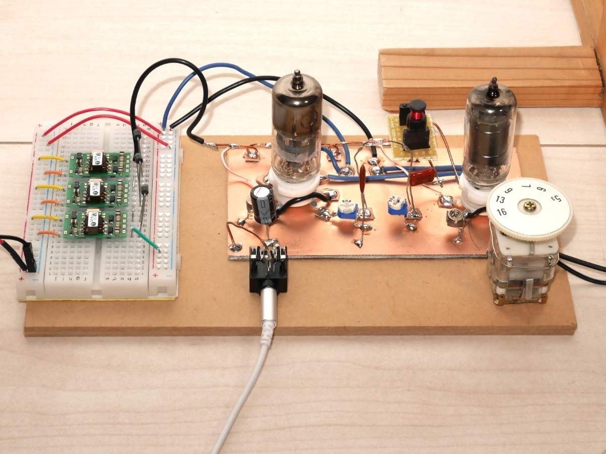【真空管RF・AFアンプ付き】ゲルマラジオ部品 ゲルマニウムダイオード ポリバリコン 鉱石ラジオ部品 高一ラジオ部品 真空管ラジオ_画像2