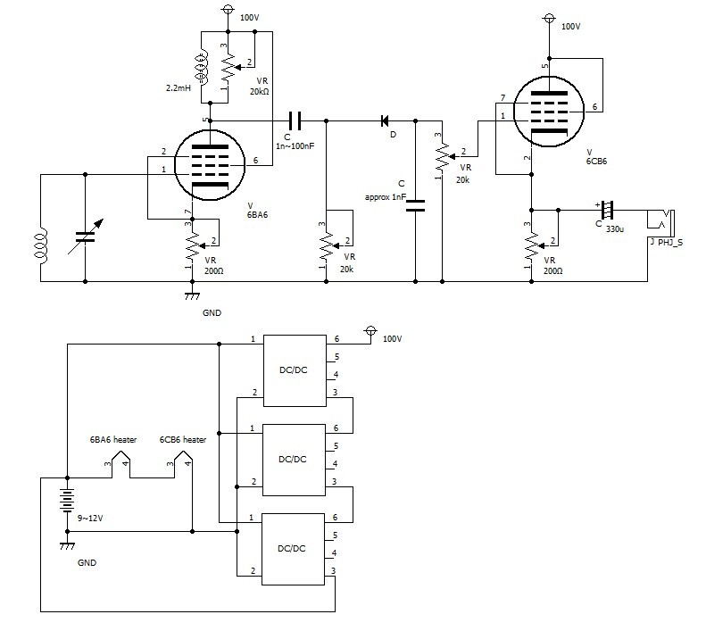 【真空管RF・AFアンプ付き】ゲルマラジオ部品 ゲルマニウムダイオード ポリバリコン 鉱石ラジオ部品 高一ラジオ部品 真空管ラジオ_画像4