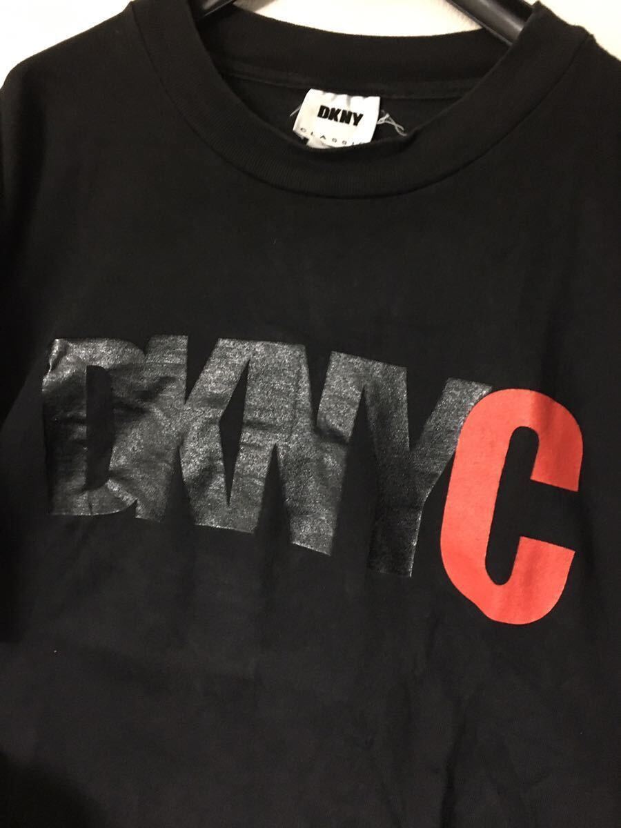 DKNY CLASSIC オールド DKNYC ビッグT ロゴ Tシャツ 黒 赤 90s 00s ラバープリント スウェット 