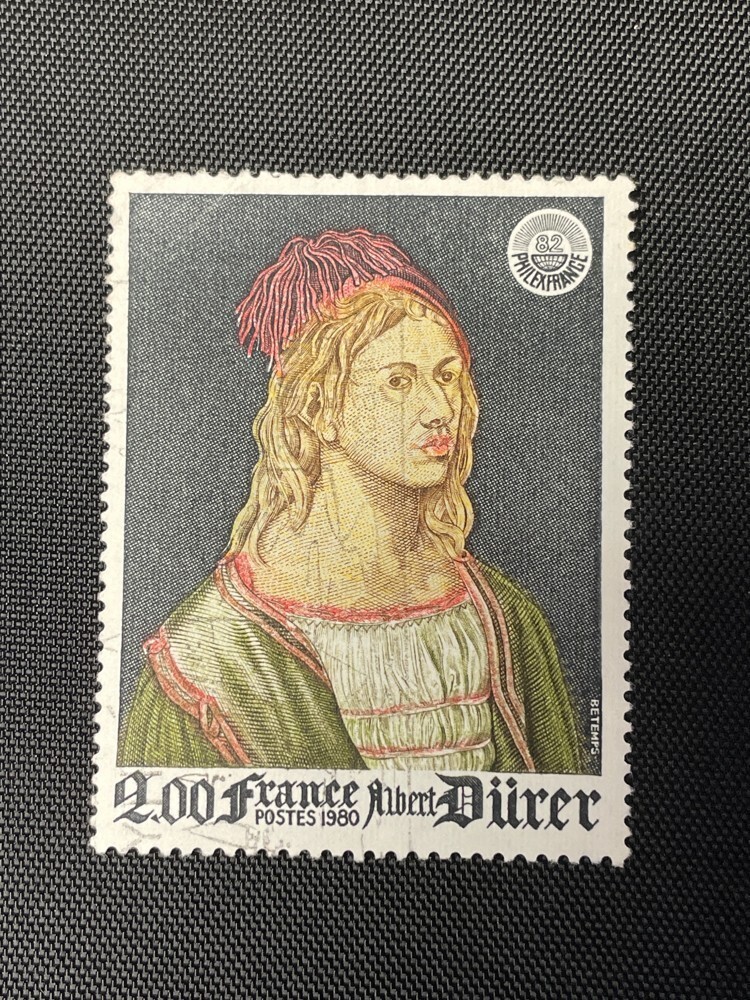 【希少】フランス1980 記念切手 アルブレヒト・デューラー 自画像 未使用美品 即決あり（管理番号EST6564）_画像1