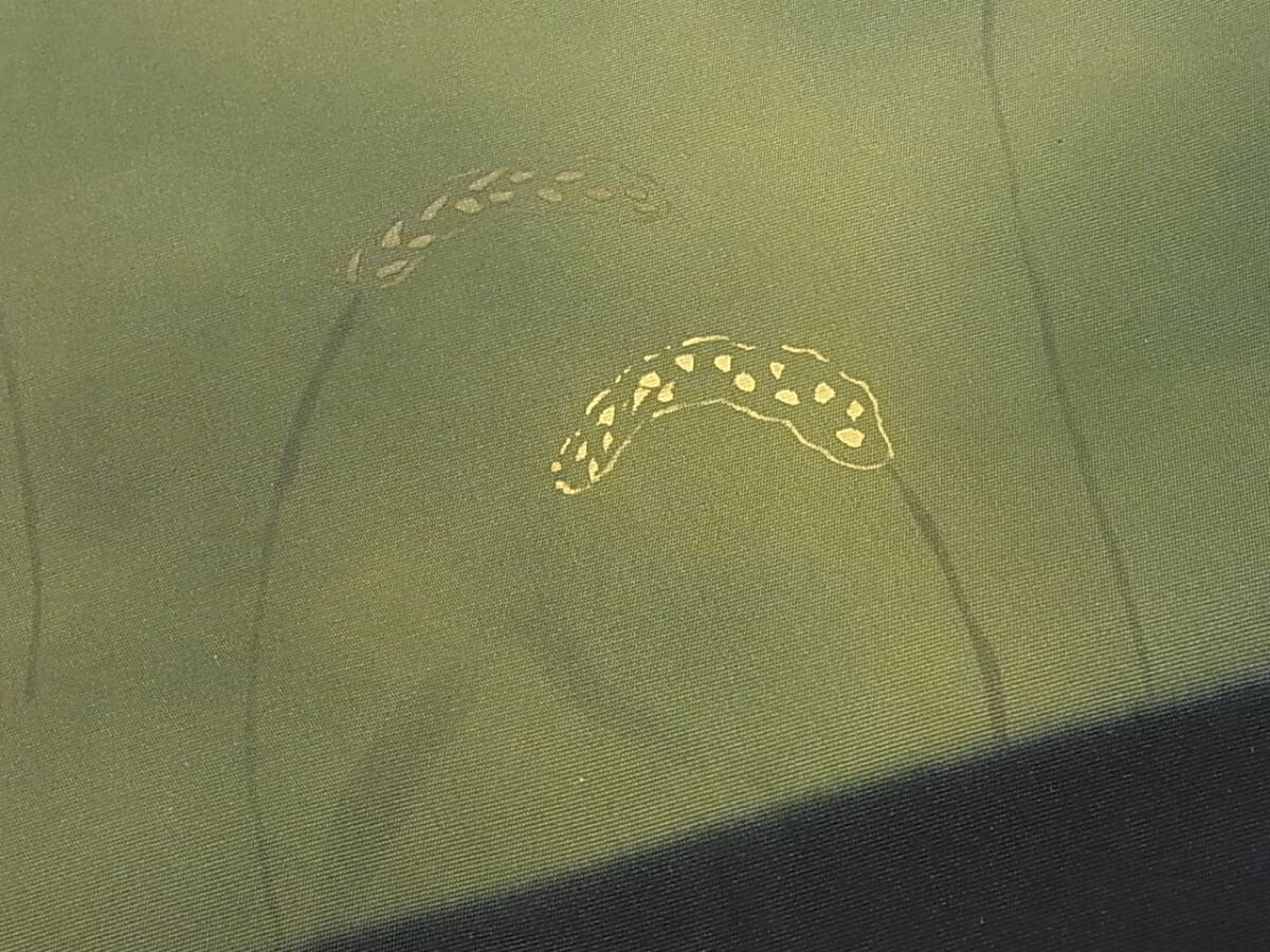 着物おきな2★塩瀬 九寸名古屋帯 狗尾草 金彩 黒色 正絹★r3922_画像3