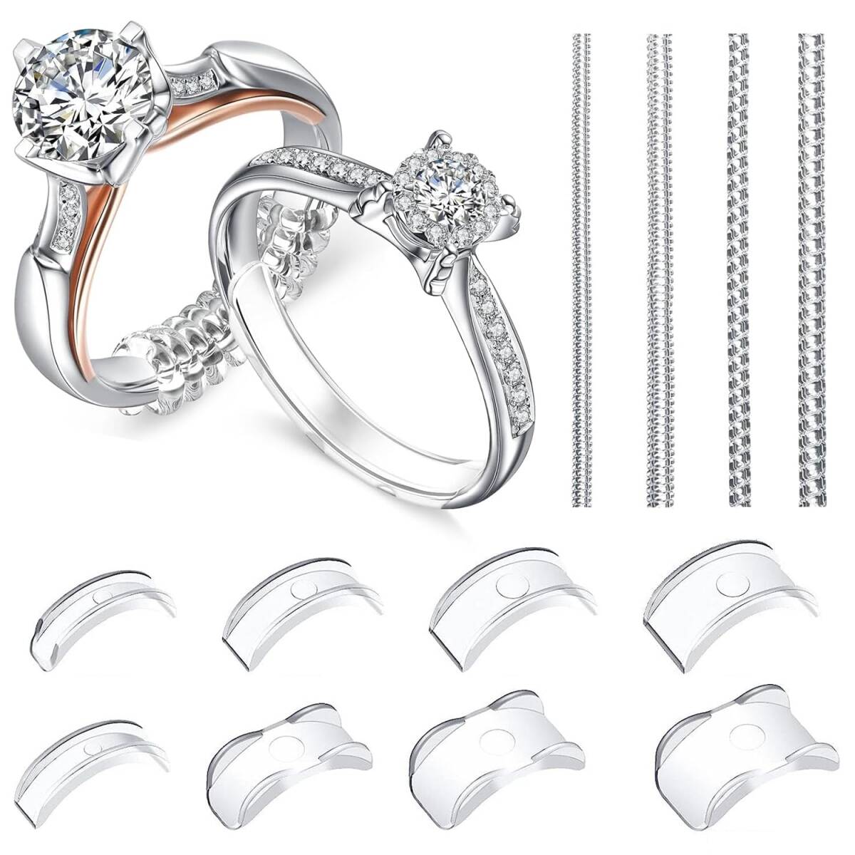 【特価セール】透明 指輪 指輪 ズレ防止 リサイズスペーサー 12点セット 着脱簡単 脱落防止 リングアジャスター 滑り止め 男女_画像1