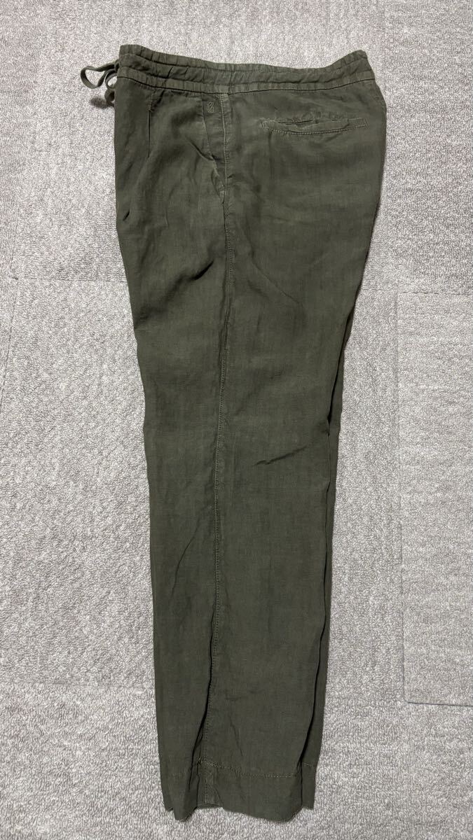 120% lino リネンパンツ 1プリーツ オリーブ グリーン サイズ 48 ウエストひも付き パンツ_画像6