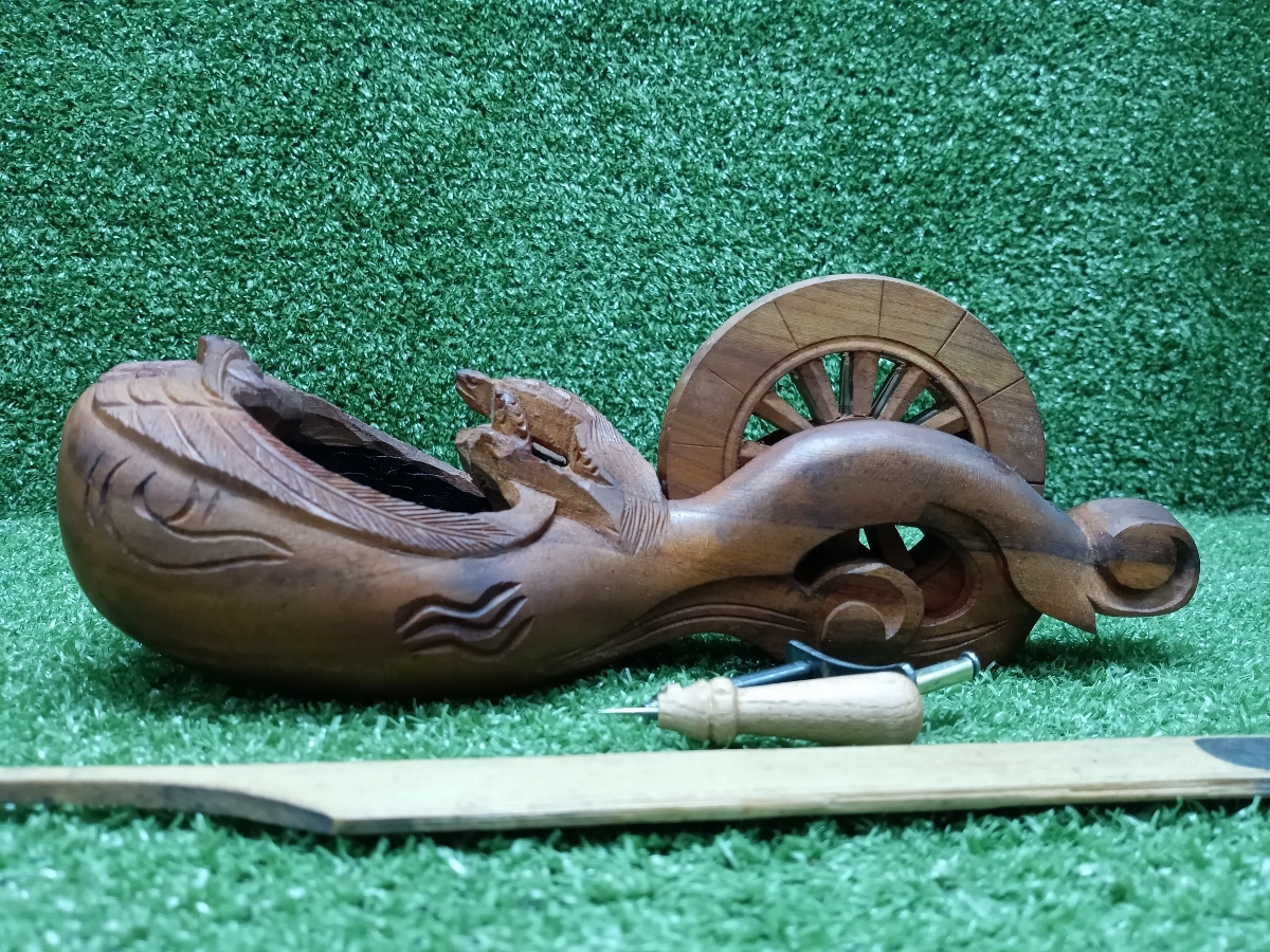 骨董品　置物　工芸品　壷 中古 美品 墨壺 坪仁 鶴亀 255mm 墨つぼ 大工道具一般