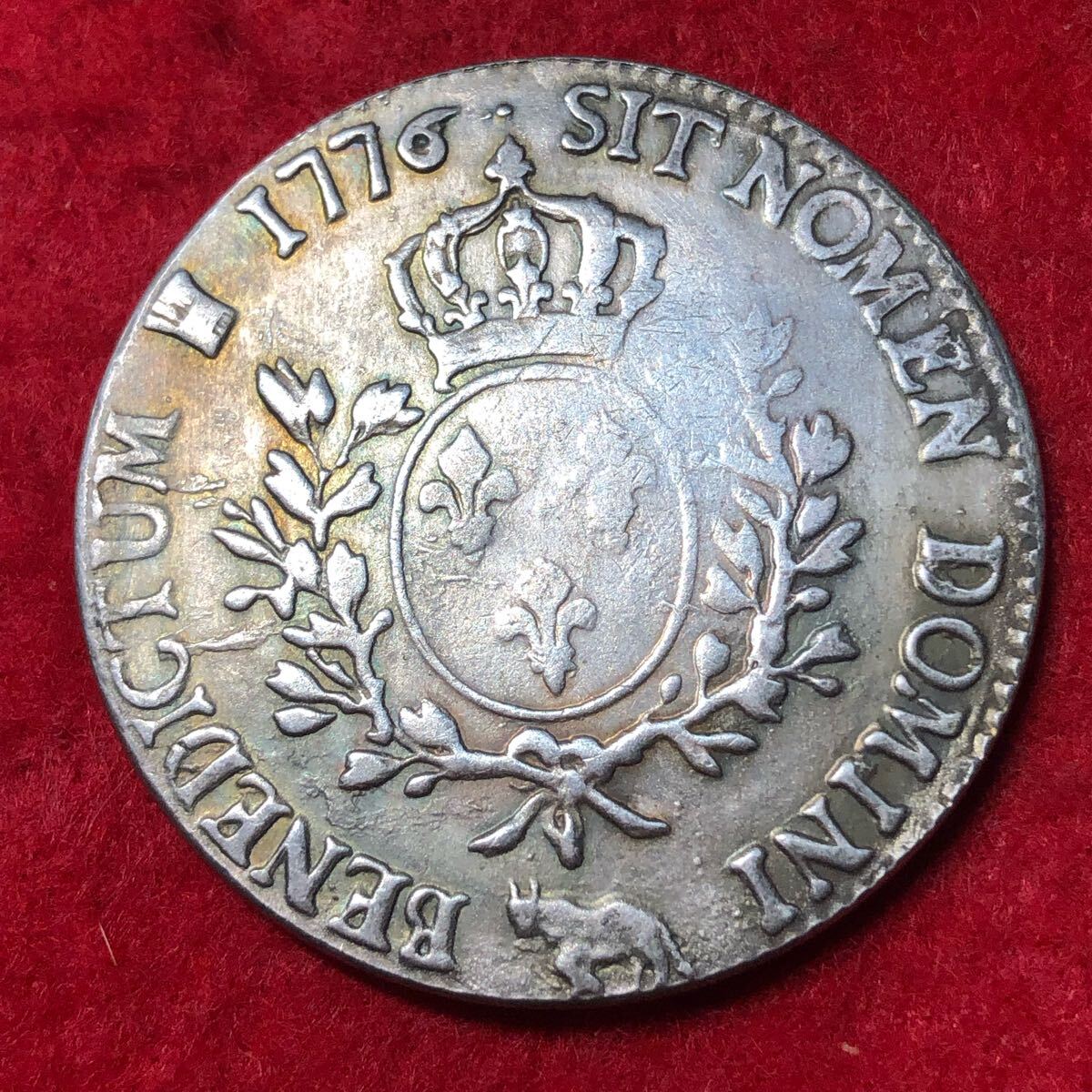 外国古銭 フランス 記念硬貨 四角 貴重 大型硬貨 z-16 外国古銭 フランス銀貨 ルイ16世 1776年 クラウン 国章 大型銀貨