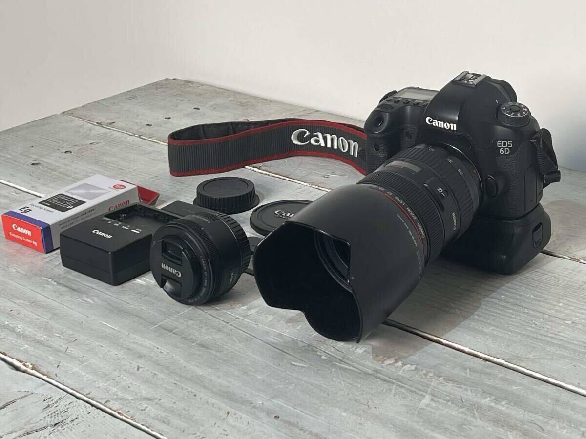 【貴重セット】 CANON キャノン EOS6Dレンズセット EF28-70mm F2.8L USM + EF 50mm F1.8 + GRIP他_画像2
