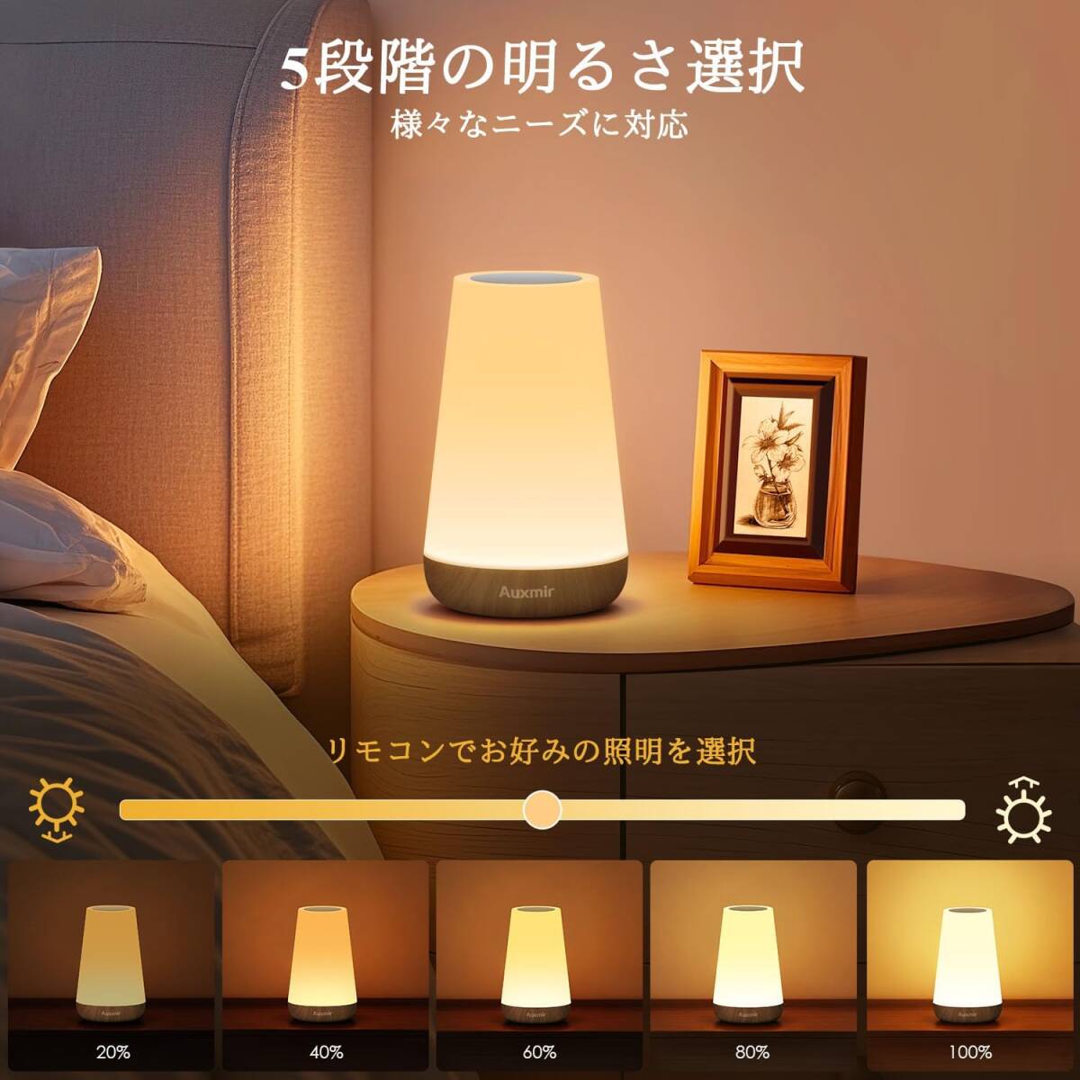 【灯があなたの安心に!】授乳ライト ベッドランプ 調光RGB タッチ式 タイマー付き 枕元 間接照明 充電式 調光調色 人気 おすすめ_画像2