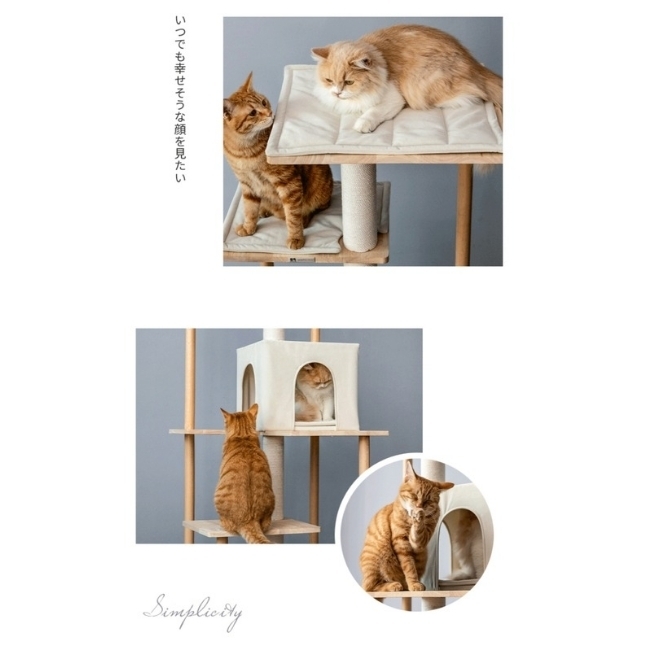 【驚きの安定感】キャットタワー 木製 綿紐 天然素材 宇宙船 お掃除楽々 猫ハウス 猫タワー 爪とぎ スリム 据え置き 人気 おすすめ_画像9