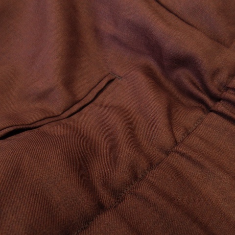 グリーンレーベルリラクシング ユナイテッドアローズ green label relaxing ワイドテーパードパンツ スラックス ツヤ感 サテン 40 L 茶_画像4